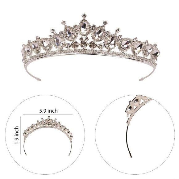 Women\'s Silver Rhinestone Tiara Crown for Wedding Prom Halloween Party Gift main image 9